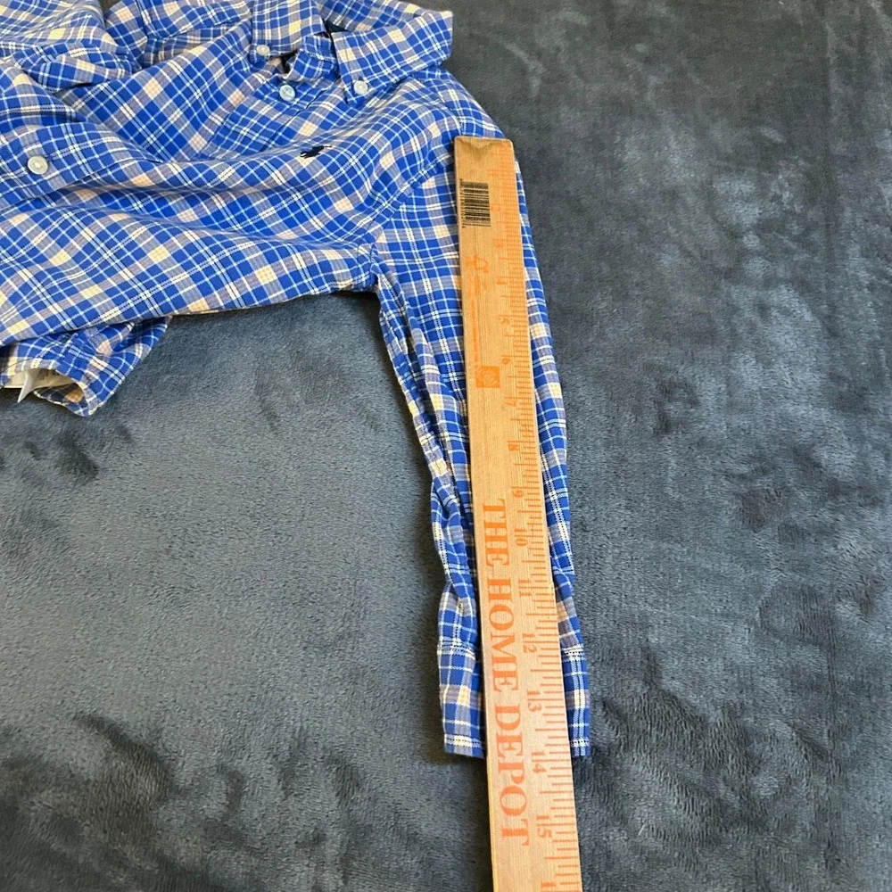 Ralph Lauren Plaid Button Down Shirt Kids 3T Blue Yellow Long Sleeve